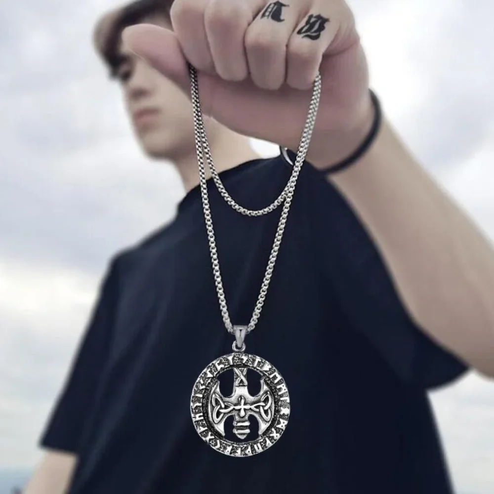 ❤️Viking axe titanium steel pendant necklace for women/men, N90201P175